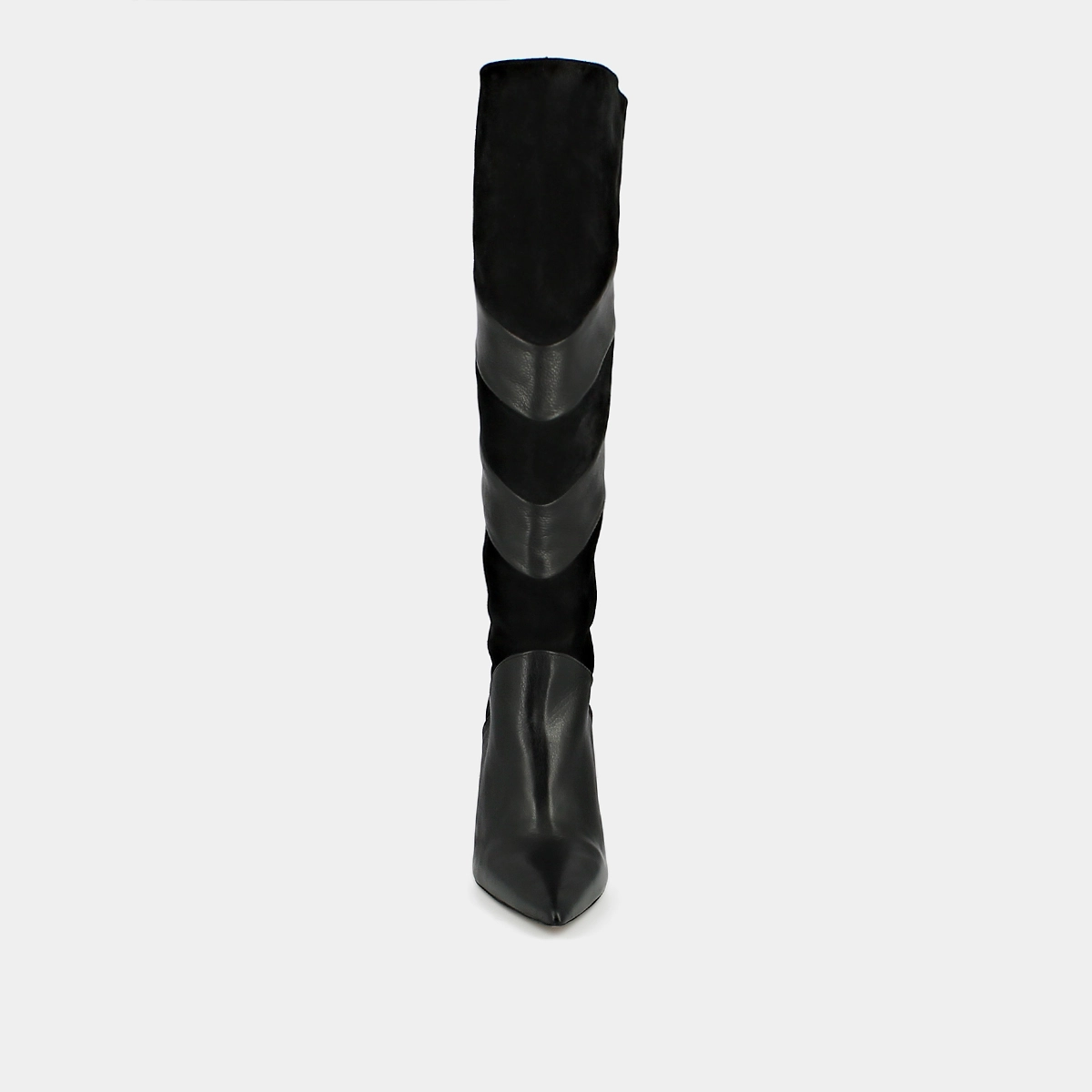 High boots with pointed toes in black suede and leather | BIAGGIO