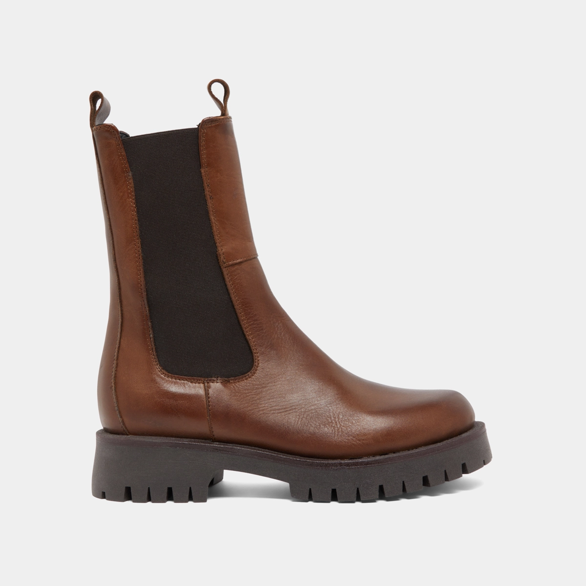 Platform boots in brown patinated leather | RIDLE