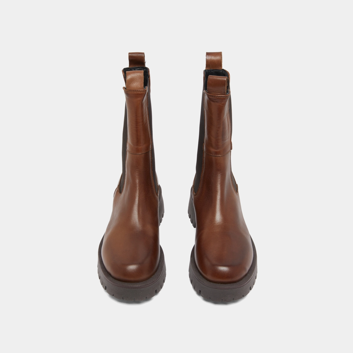 Platform boots in brown patinated leather | RIDLE