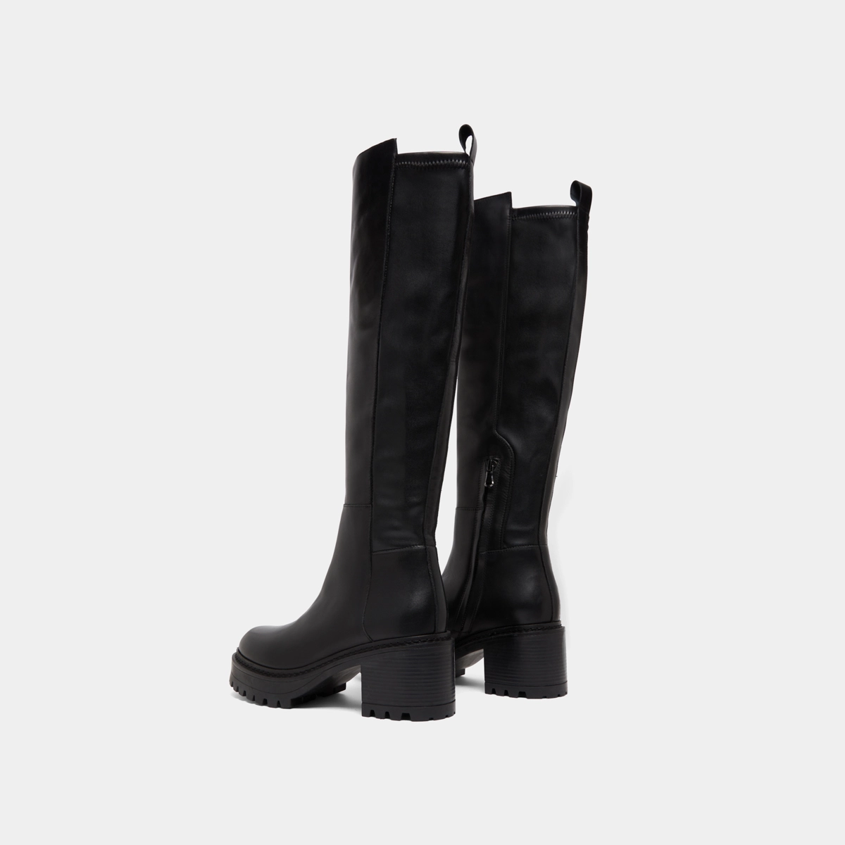Boots with notched soles in leather and black stretch | RASTA