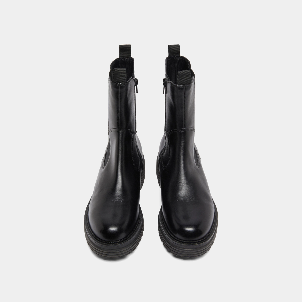 Ankle boots with notched soles in black leather | ANTONELLE