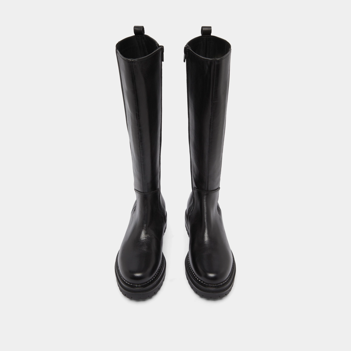 Boots with round toes and notched soles in black leather | ADAL