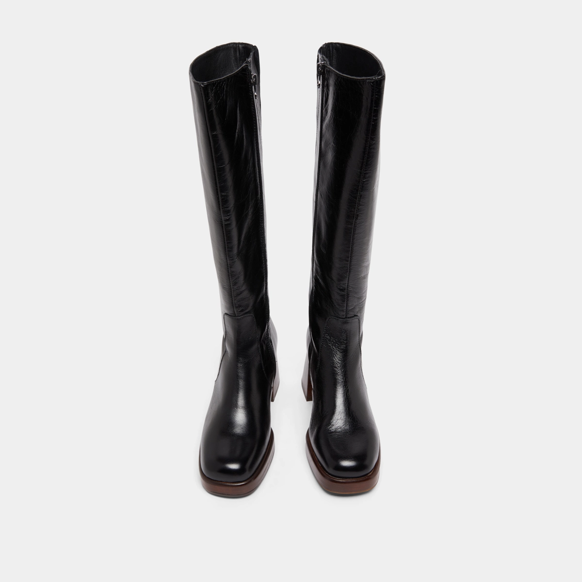 Platform boots in black distressed leather calf size L | BETINA