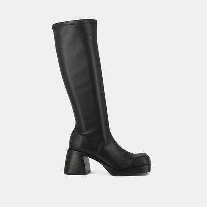 High boots with square toes in black textile | ballot