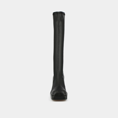 High boots with square toes in black textile | ballot