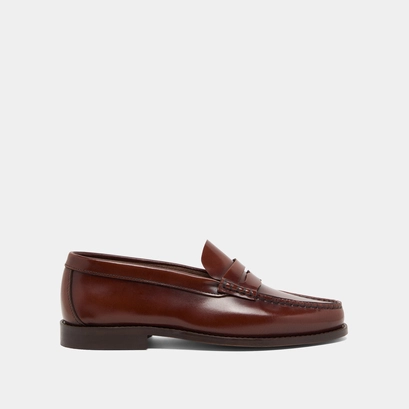 Round-toed loafers in brown patinated leather | ODELYA