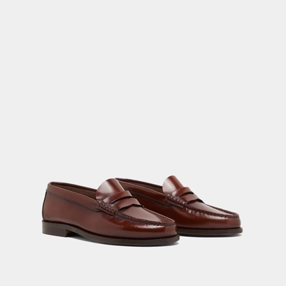 Round-toed loafers in brown patinated leather | ODELYA