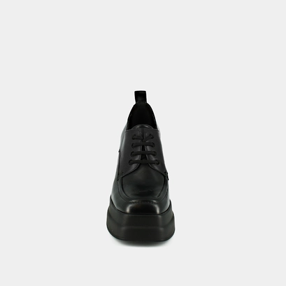 Platform derbies with square toes in black leather | paillasson