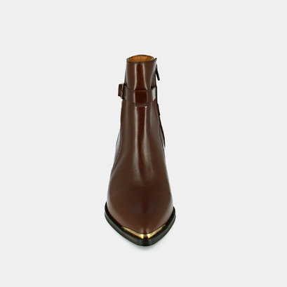 Pointed toe boots in brown leather | argan