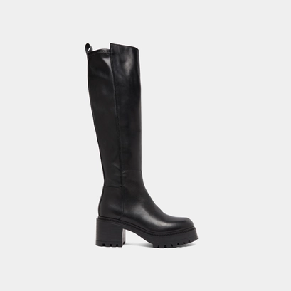 Boots with notched soles in leather and black stretch | rasta
