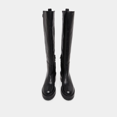 Boots with notched soles in leather and black stretch | rasta