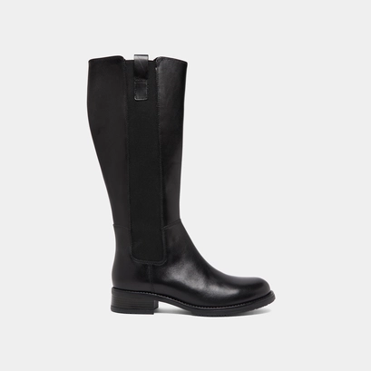 Flat boots with round toes in black leather | asper