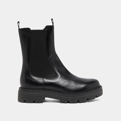 Ankle boots with notched soles in black leather | antonelle