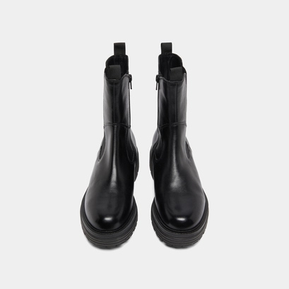 Ankle boots with notched soles in black leather | antonelle