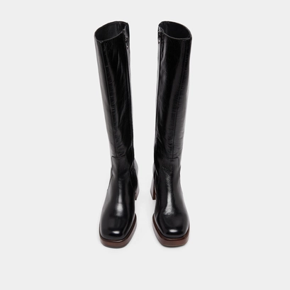 Platform boots in black distressed leather calf size l | betina