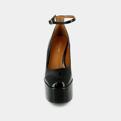 Babies with heels in black vegan material | jeanne