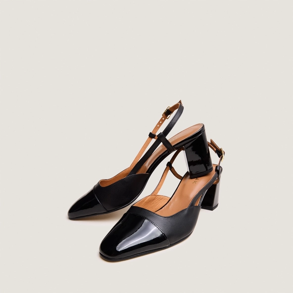 Mary Janes with heels in black patent and leather | DHAPOP