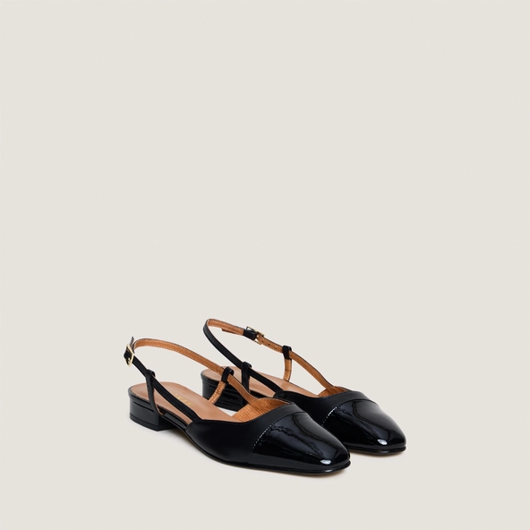 Slingbacks ballet flats in black patent and leather | DHAPOU