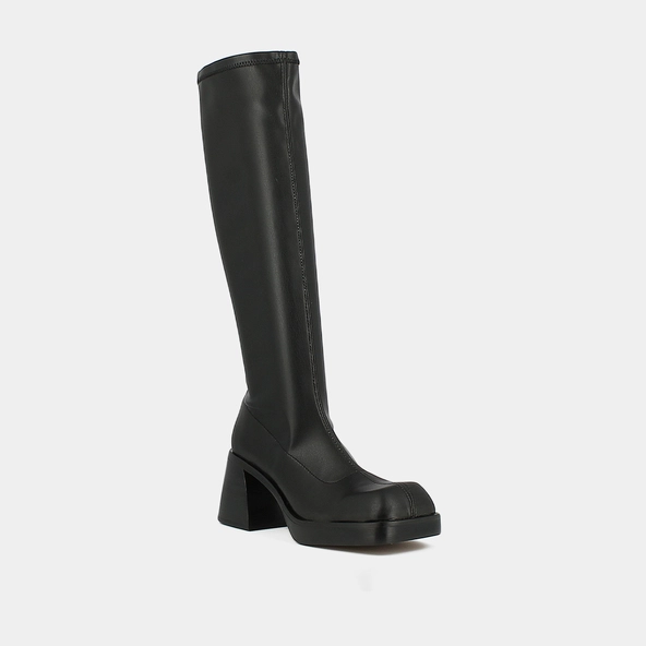 High boots with square toes in black textile | BALLOT