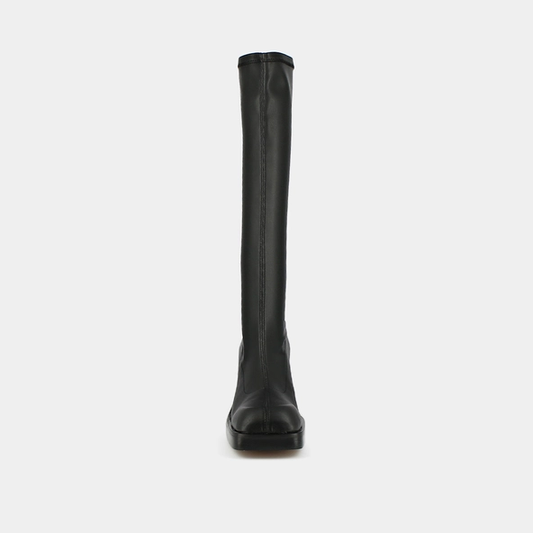 High boots with square toes in black textile | BALLOT