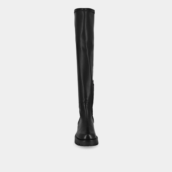 Boots with notched soles in black leather | RADAR
