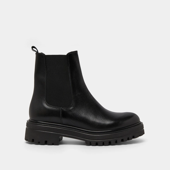 Boots with notched and elastic soles in black leather | AMANDINE