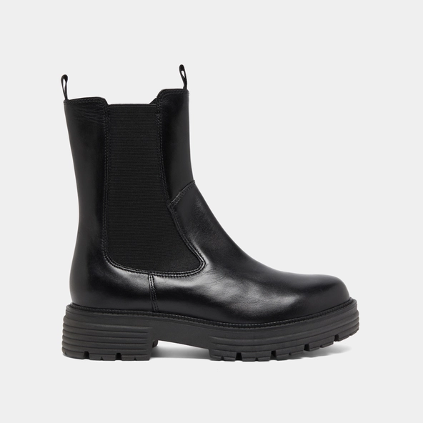 Ankle boots with notched soles in black leather | ANTONELLE