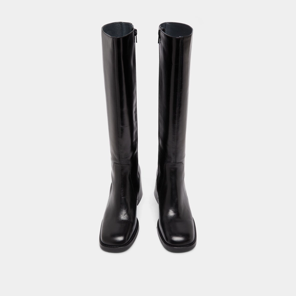 Boots with thick heels and square toes in black leather | DIOU