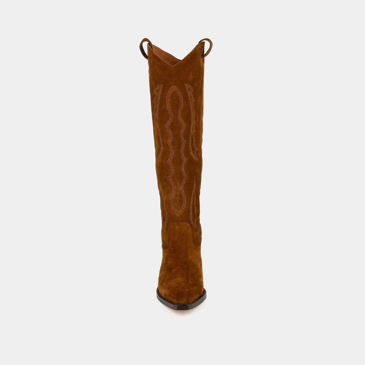 High boots with pointed toes in cognac suede | DORILLA