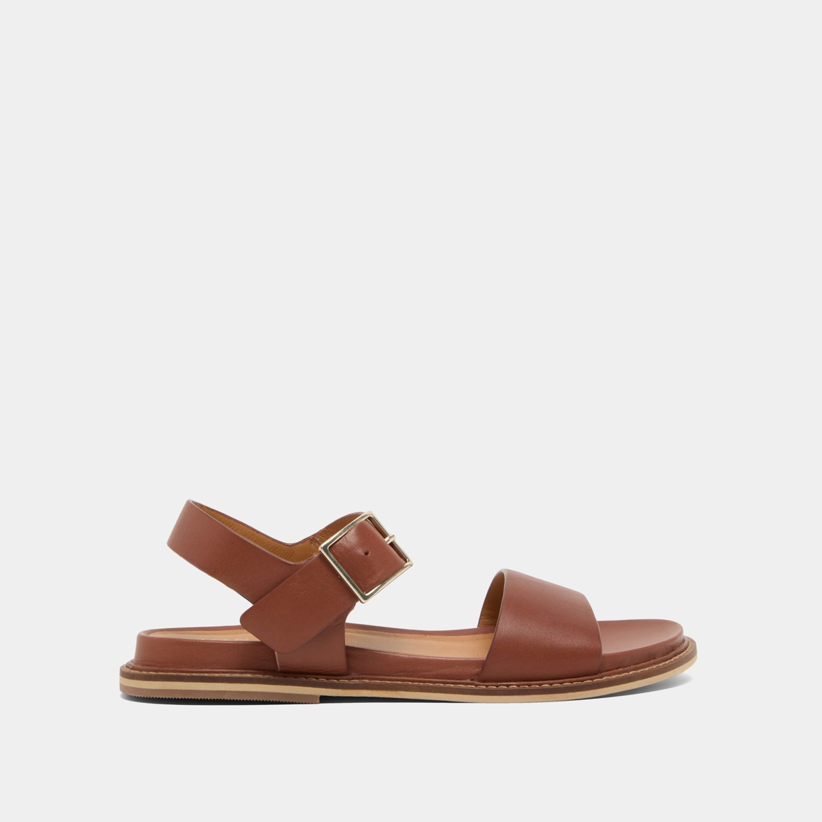 Sandals with straps and open toes in cognac leather | ACCO