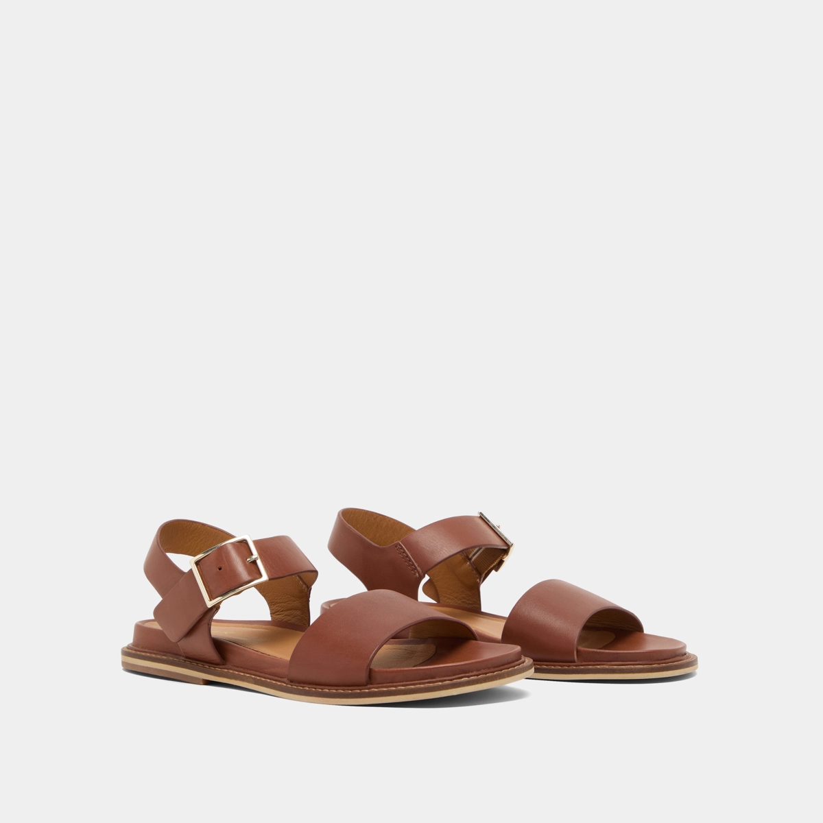 Sandals with straps and open toes in cognac leather | ACCO