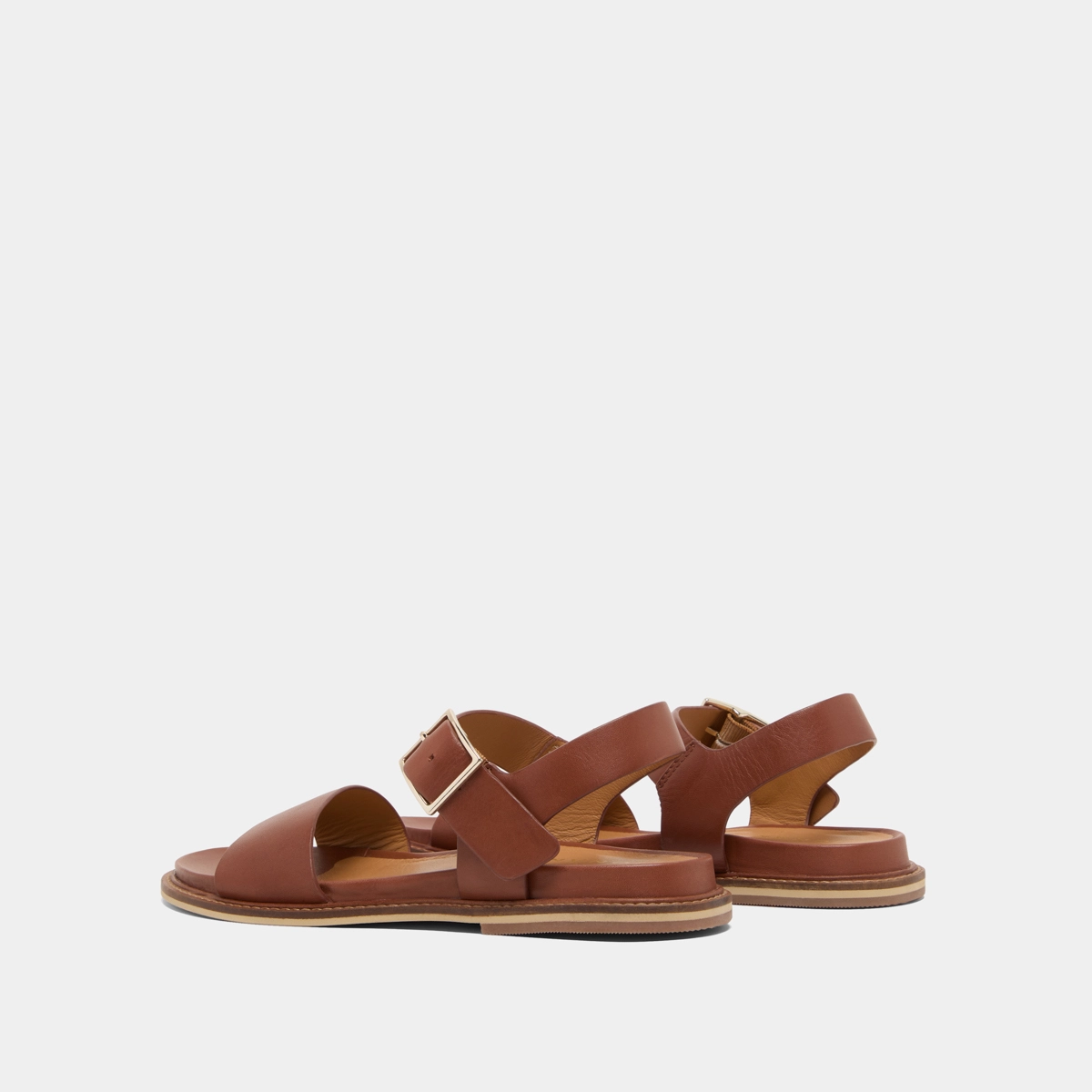 Sandals with straps and open toes in cognac leather | ACCO