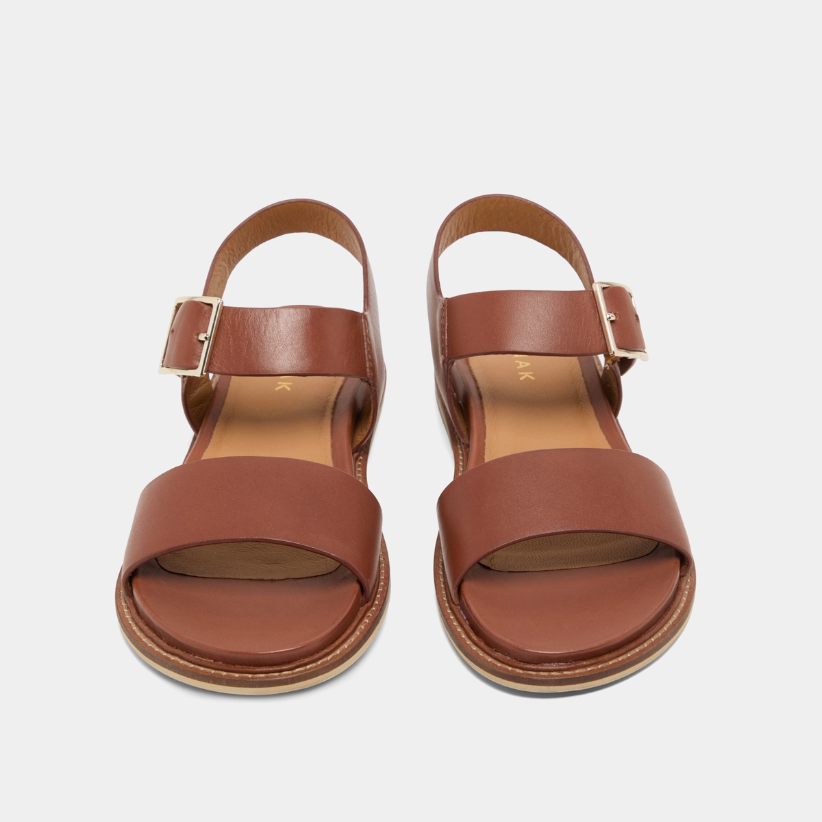 Sandals with straps and open toes in cognac leather | ACCO