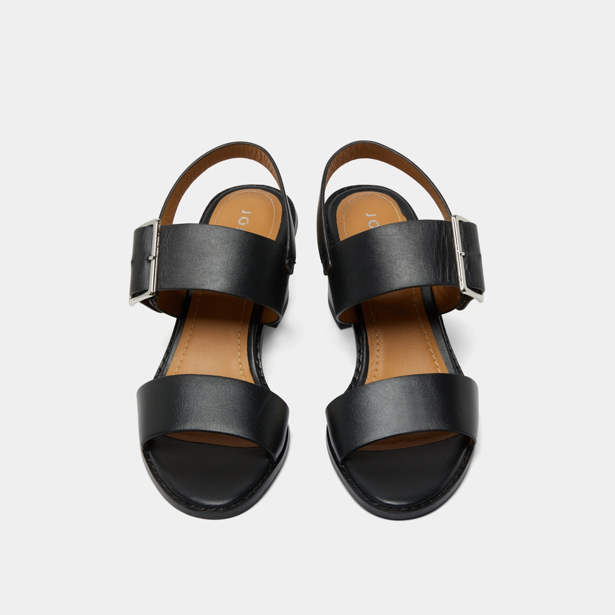 Sandals with heels and straps in black leather | ACRE