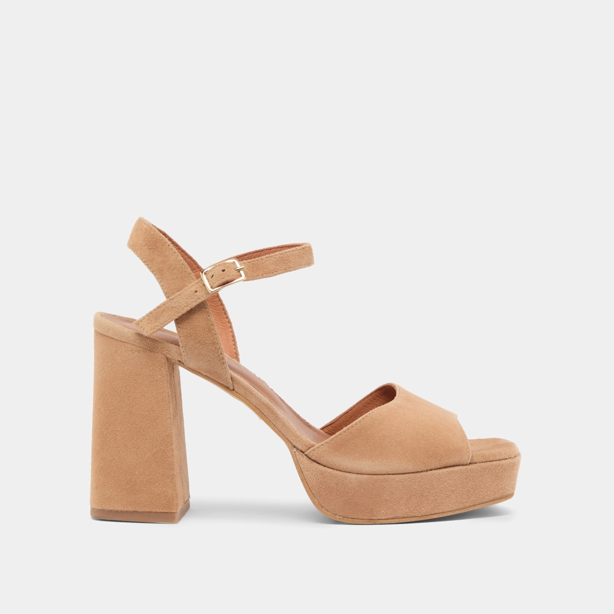 High heel sandals with open toe in camel velvet | VLADA
