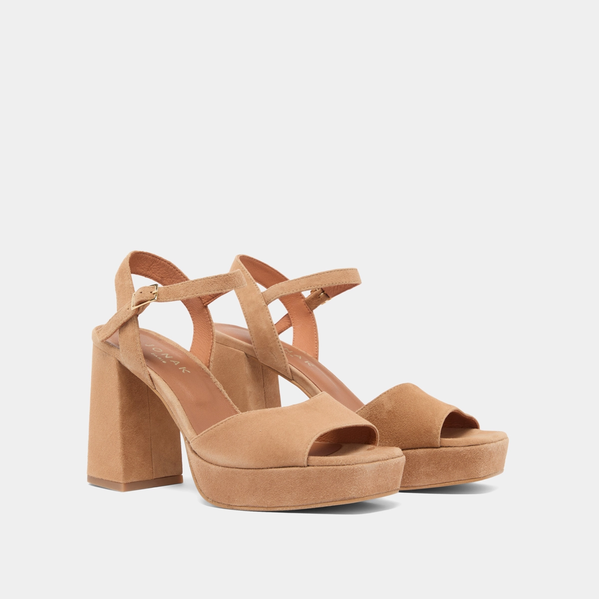High heel sandals with open toe in camel velvet | VLADA