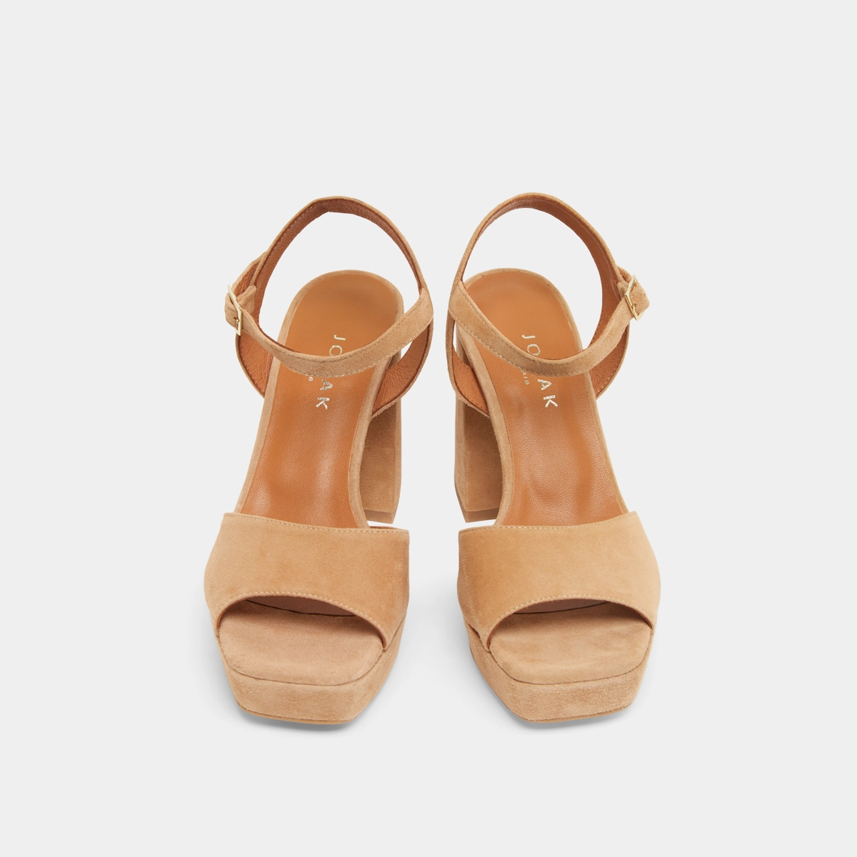 High heel sandals with open toe in camel velvet | VLADA