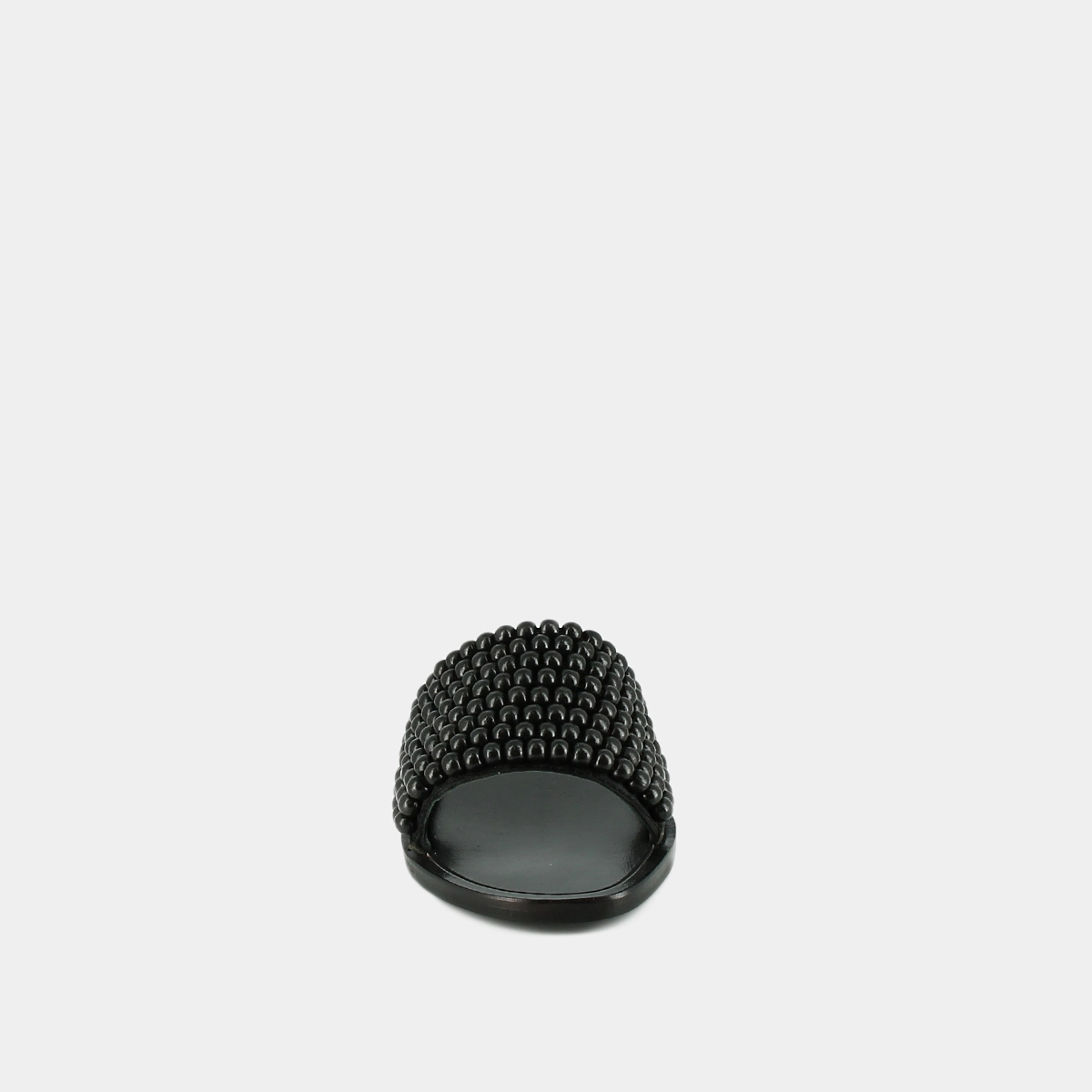 Flat mules with pearls in black leather | WALK