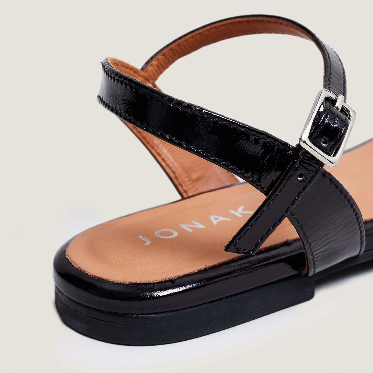 Sandals in black patent | WAGRAM