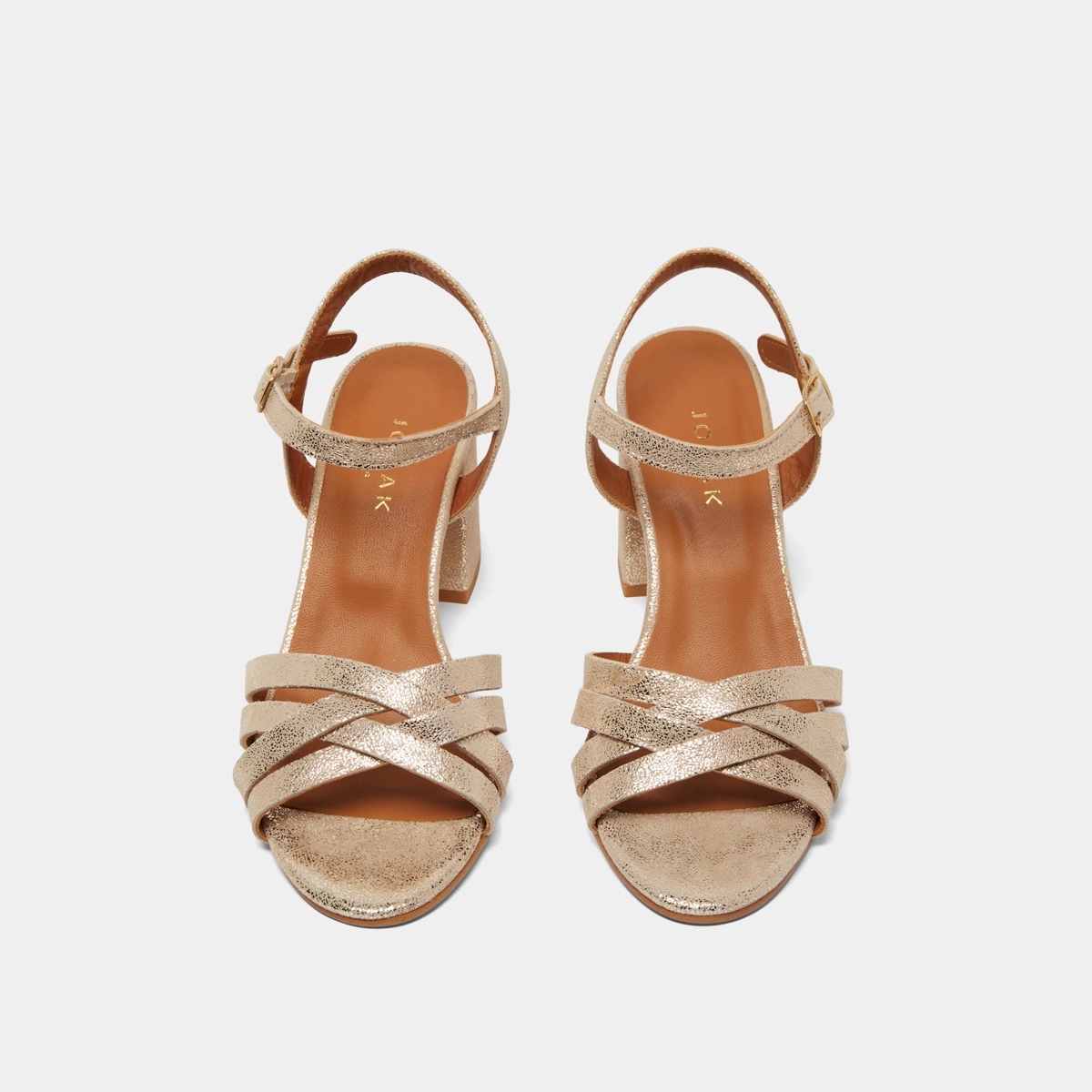 Open-toed sandals in platinum laminated velvet | DANELLE
