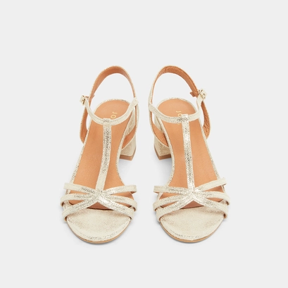 Sandals with heels and open toes in platinum laminated velvet | adelia