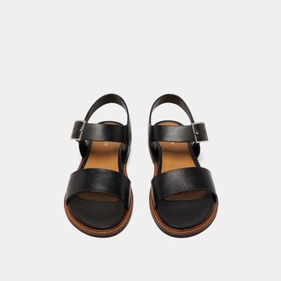 Sandals with straps and open toes in black leather | acco