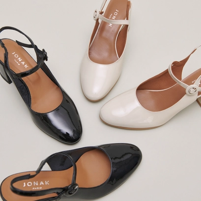 Pointed toe pumps with heels in ecru patent | dollar