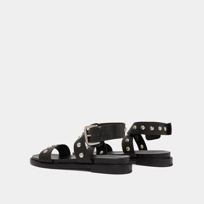 Cross-strap sandals in black leather | WINDOWS