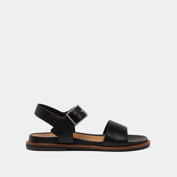 Sandals with straps and open toes in black leather | ACCO