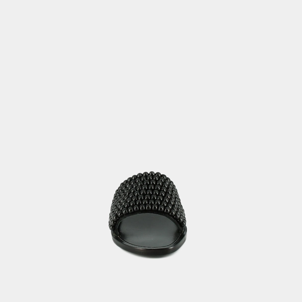 Flat mules with pearls in black leather | WALK