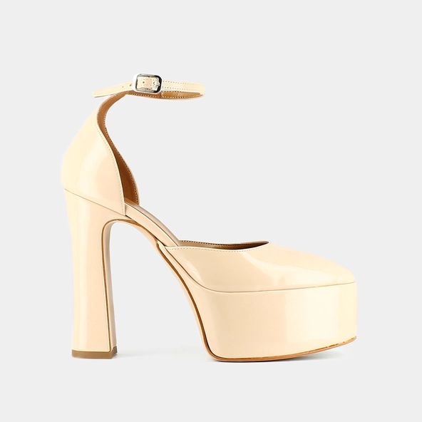 High heel pumps in beige patent | JENNY