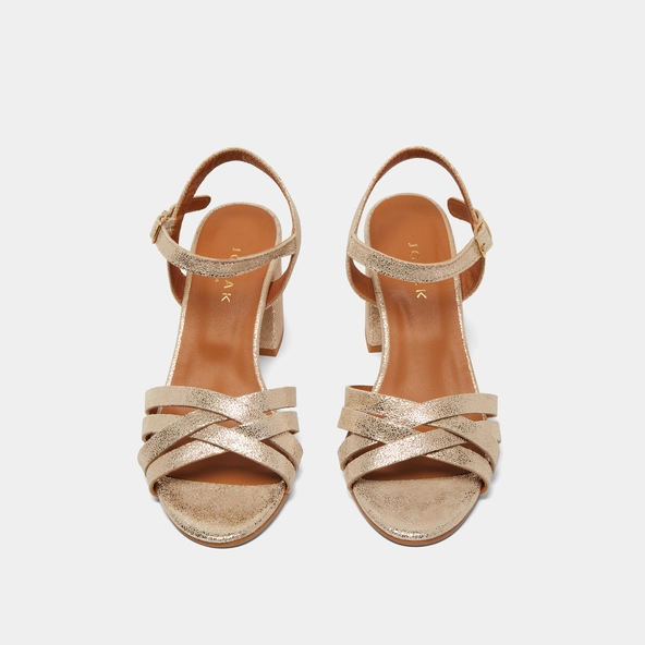 Open-toed sandals in platinum laminated velvet | DANELLE