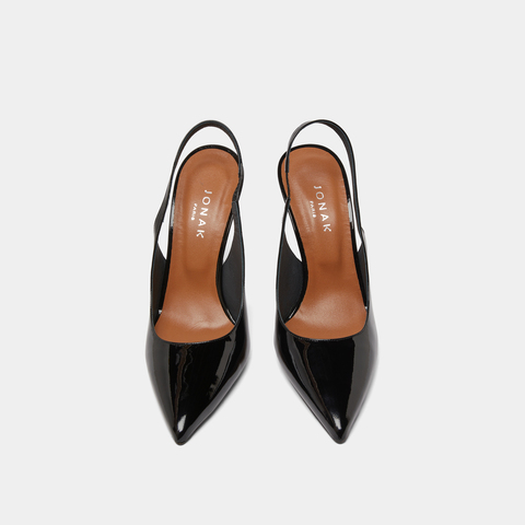 Pointed toe slingback pumps black