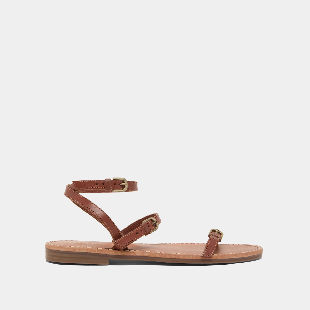 Straps sandals in cognac leather | WINDSOR